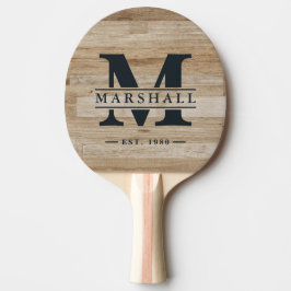 Ljus askträmonogram och namntillval pingisracket