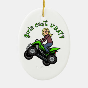Ljus ATV Fyra flickor med hjul Julgransprydnad Keramik