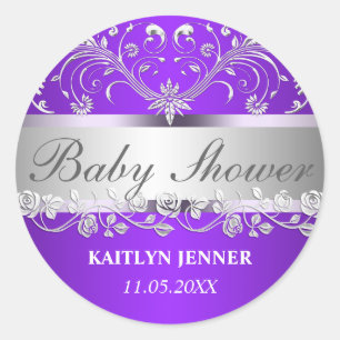 Ljus baby shower för blommigt för runt klistermärke