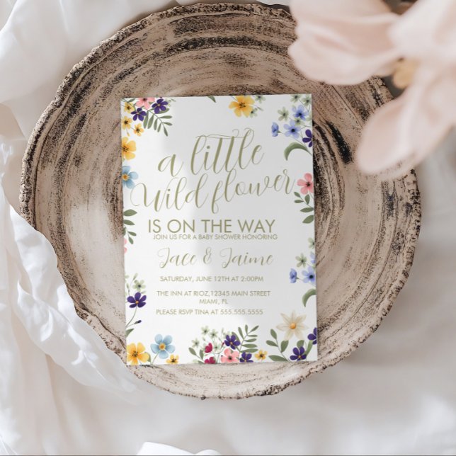 Ljus Baby Shower med Vilda Blommor  Inbjudningar (Skapare uppladdad)