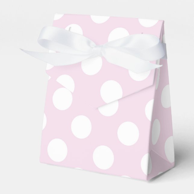 Ljus babyrosa och vit prickig födelsedagsfest presentaskar (Framsidan Sidan)