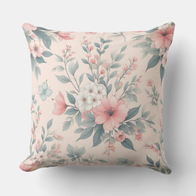 Ljus Bakgrund Blommig Design  Kudde (Framsida)