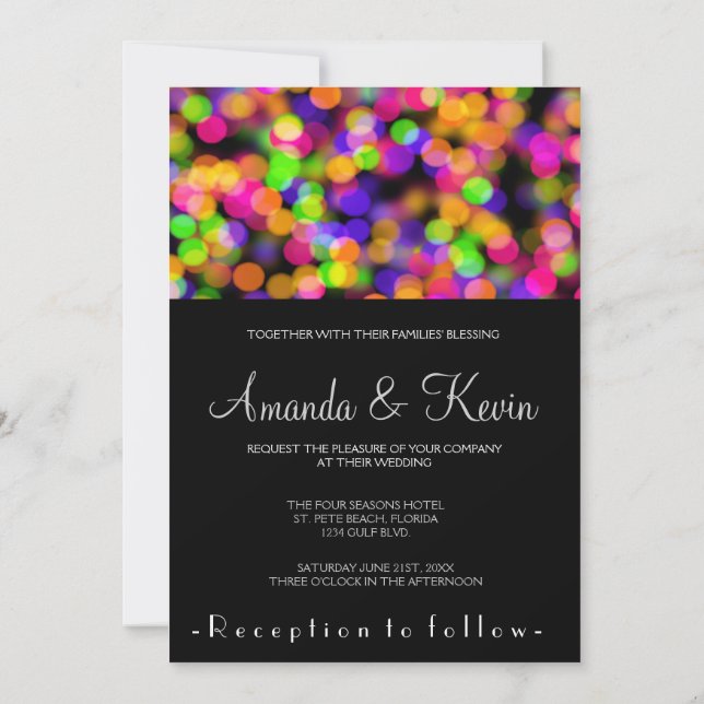 Ljus Bakgrund Med Ljusglitter I Bokehstil Inbjudningar (Baksida)