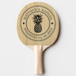 Ljus Bambu Ananas Bröllopskrona & Namn Pingisracket