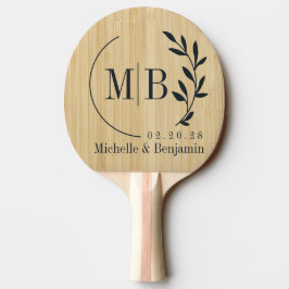 Ljus Bambu Blad Bröllopsmonogram Pingisracket