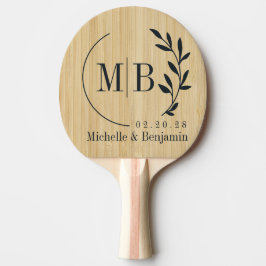 Ljus Bambu Blad Bröllopsmonogram Pingisracket