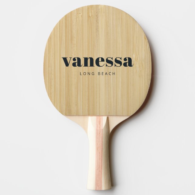 Ljus Bambu Minimal Modern Klassisk Namn  Pingisracket (Baksidan)