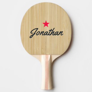 Ljus Bambu Vintage Stjärna Signatur Pingisracket