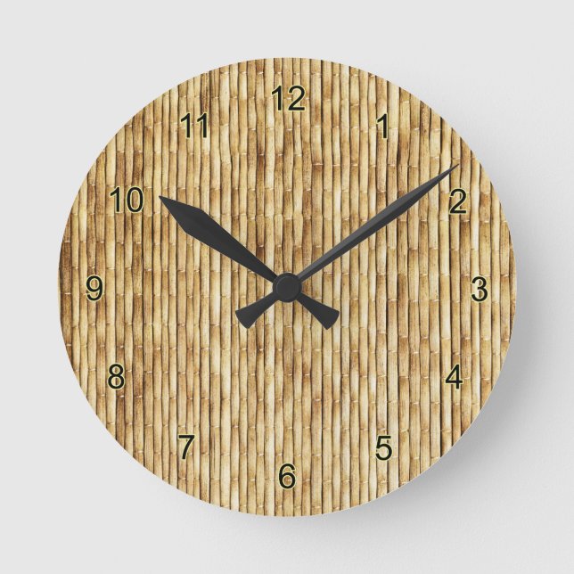 LJUS BEIGE BAMBU RUND KLOCKA (Framsida)