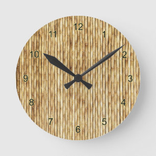 LJUS BEIGE BAMBU RUND KLOCKA