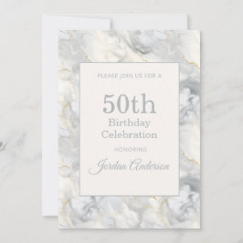 Ljus Beige Grå Marmor 50-årsdag Inbjudningar