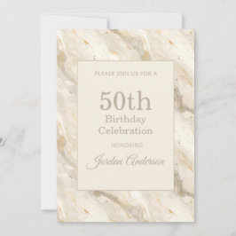 Ljus Beige Marmor 50-årsdag Inbjudningar