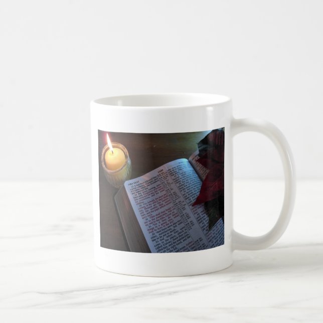 ljus, bibel och Poinsetta Kaffemugg (Höger)