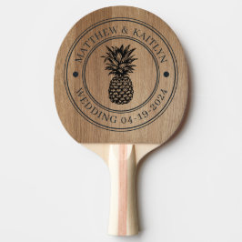Ljus Björk trä Ananas Bröllopskam & Namn Pingisracket