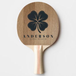 Ljus Björkträ Fyrklöver med Namn Pingisracket