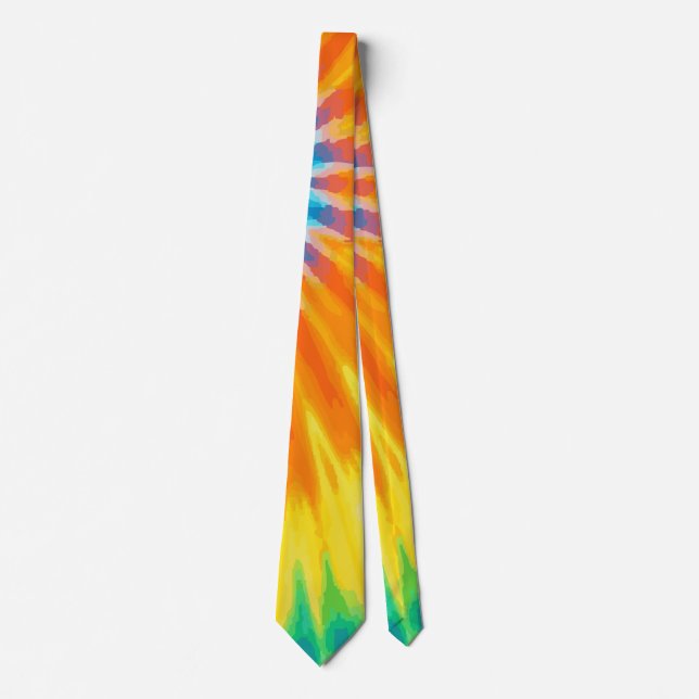 Ljus blå, orange och gul Tie-Dye, djärv Slips (Framsida)
