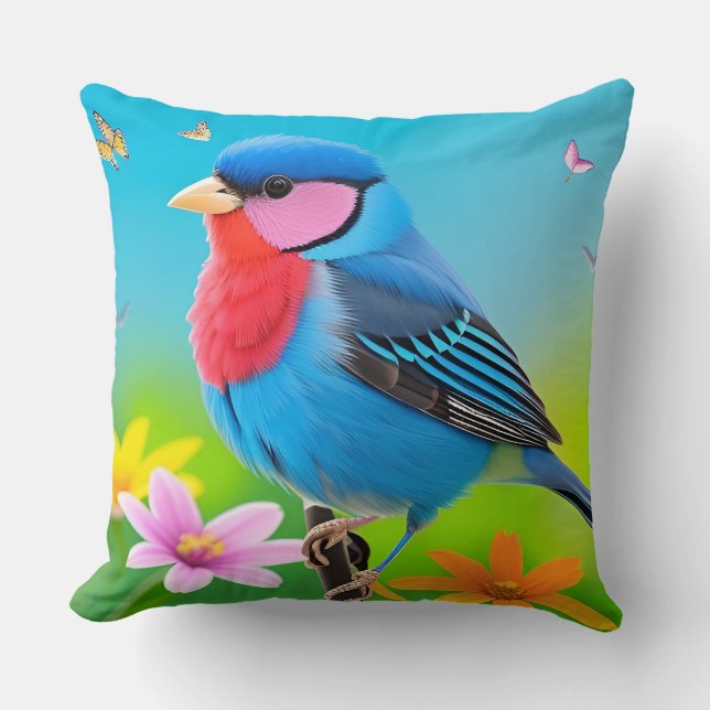 🌺 Ljus Blåmes Blommig Design Present Till Henne � Kudde (Framsida)