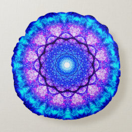 Ljus blått- och lilaMandala Rund Kudde
