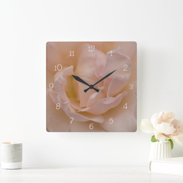 Ljus Blek Rosa Finare Ro Flower Fyrkantig Klocka (Hem)