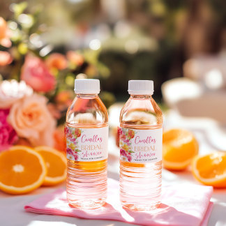 Ljus Blommig Citrus Bröllopsdusch Vattenflaska Vattenflaskor Etikett