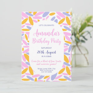 Ljus Blommigt Festivity Birthday Inbjudningar