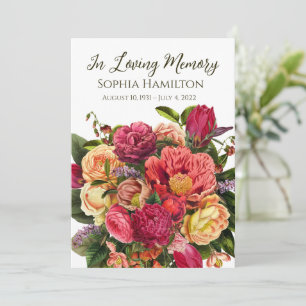 Ljus Blommigt Funeral Sympathy Photo Prayer Card Inbjudningar
