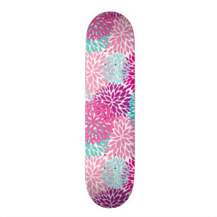 Ljus blommönster 2 old school skateboard bräda 18 cm