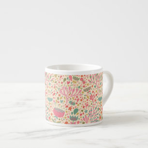 Ljus blommönster espressomugg