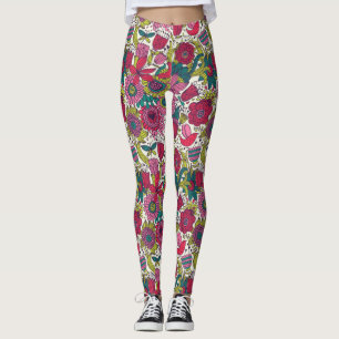Ljus blommönster leggings