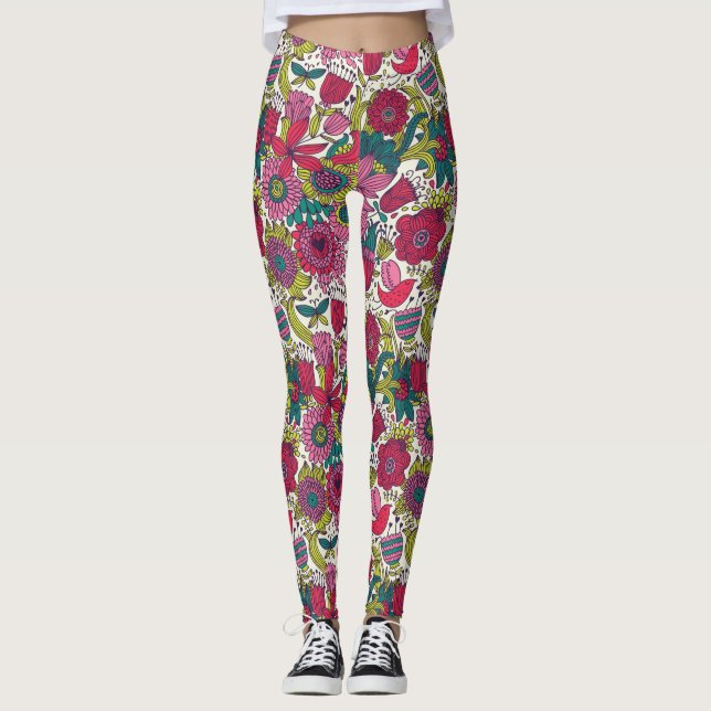 Ljus blommönster leggings (Framsida)