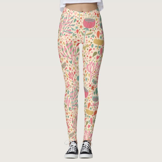 Ljus blommönster leggings (Framsida)