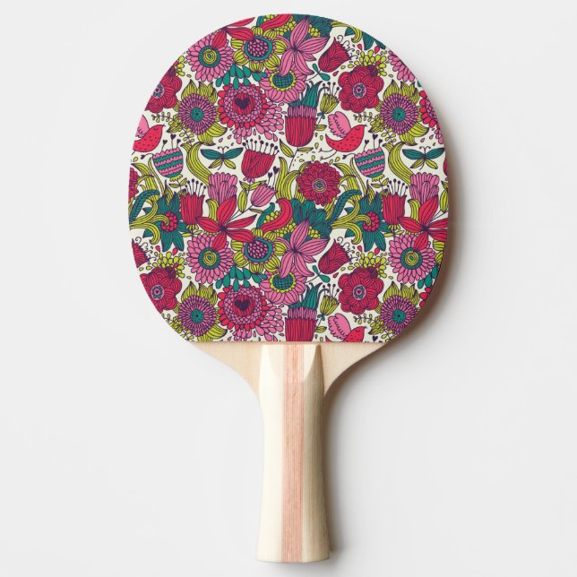 Ljus blommönster pingisracket (Framsidan)