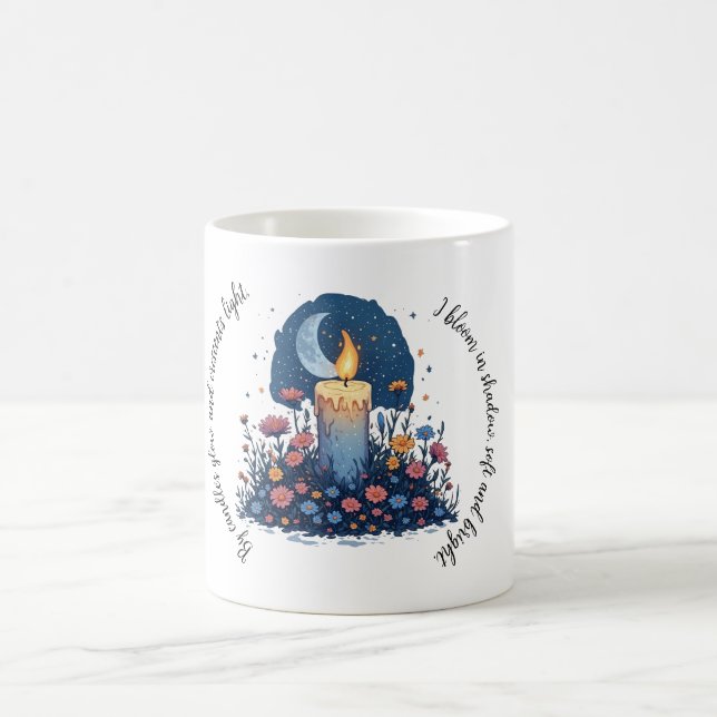 Ljus & Blommor Under Månen Celestial Konst Kaffemugg (Center)