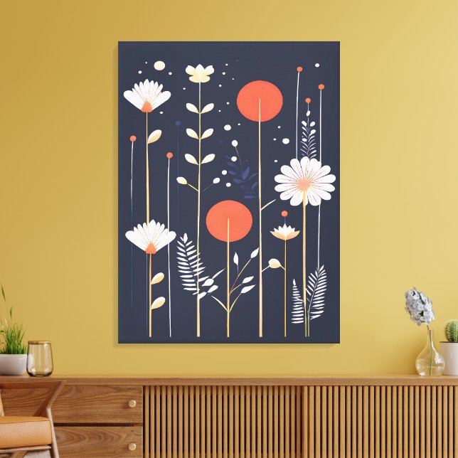 Ljus blomsterabstrakt konst canvastryck (Insitu (Vardagsrum))