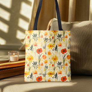 Ljus blomsterdesign – Frisk botanisk blomma Tygkasse