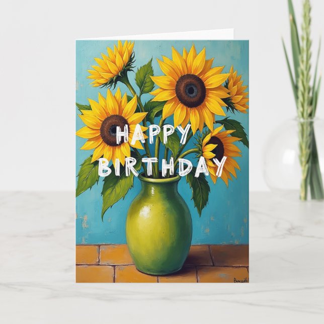 Ljus blomsterfödelsedagspresent kort (Framsida)