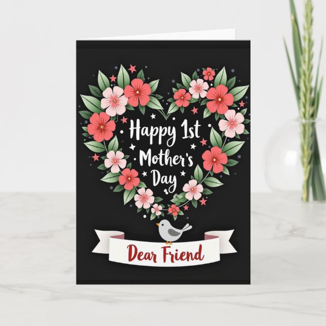 Ljus blomsterhjärtkort kort (Framsida)