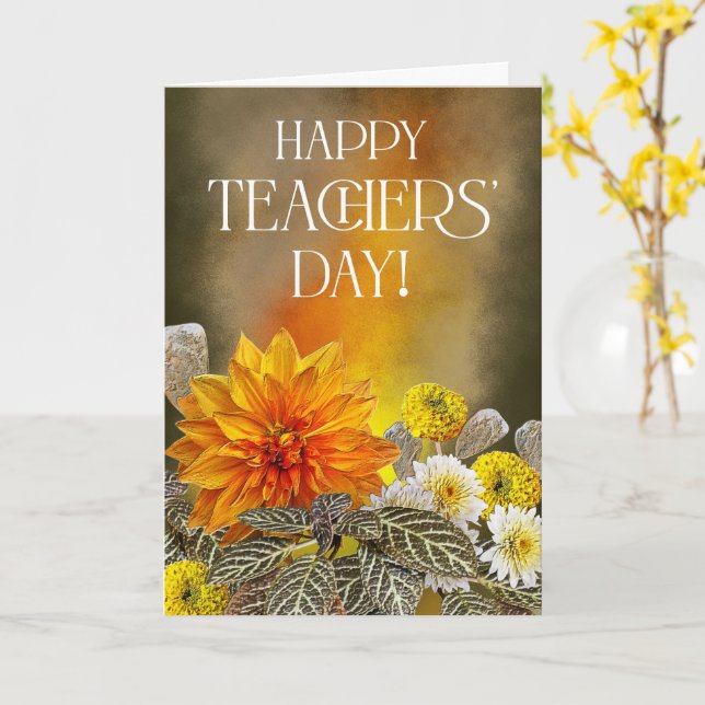 Ljus blomsterlärare dag gratulationskort kort (Gul blomma)