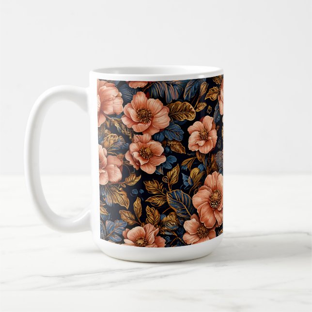 Ljus blomsterrik mönster kaffemugg (Vänster)