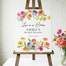 Ljus blomsterträdgård Rosa Orange Välkomstskylt Poster