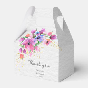 Ljus Boho Akvarell Blommor och Gyllene Grönska Presentaskar