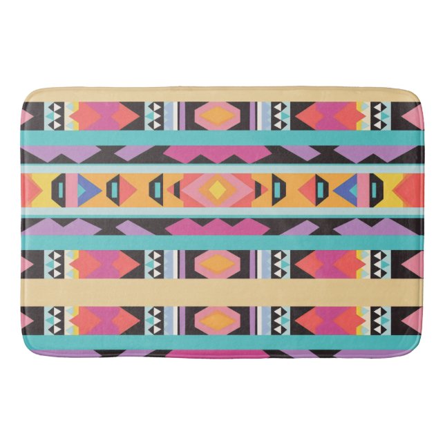 Ljus Boho geometrisk mönstermix Badrumsmatta (Framsidan)