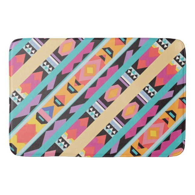 Ljus Boho geometrisk mönstermix Badrumsmatta (Framsidan)