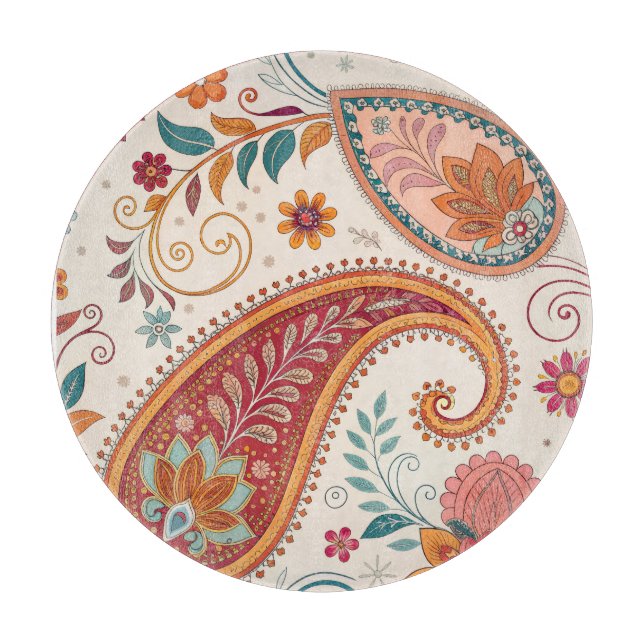 Ljus Boho Paisley vit blommönster  (Framsidan)