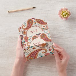 Ljus Boho Paisley vit blommönster