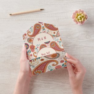 Ljus Boho Paisley vit blommönster