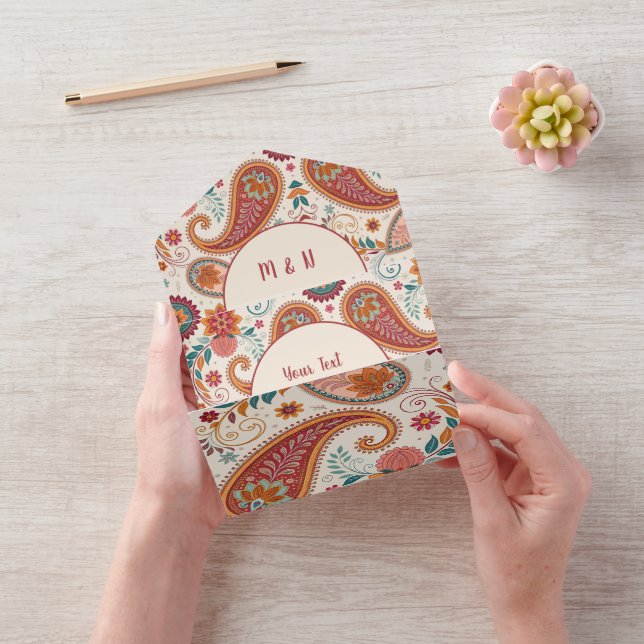Ljus Boho Paisley vit blommönster (Video)