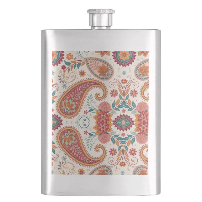 Ljus Boho Paisley vit blommönster  Fickplunta (Framsidan)