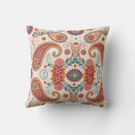Ljus Boho Paisley vit blommönster Kudde