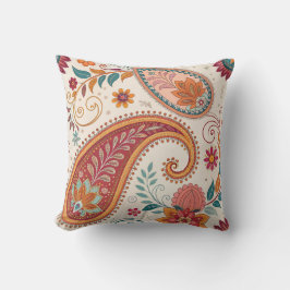 Ljus Boho Paisley vit blommönster Kudde
